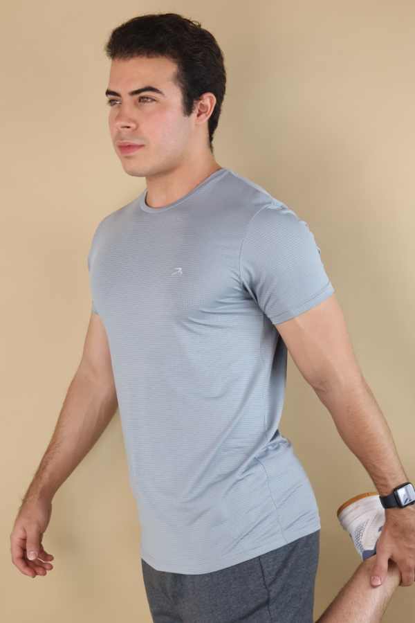 Playera Deportiva Secado Rápido Gris Para Hombre Manga Corta